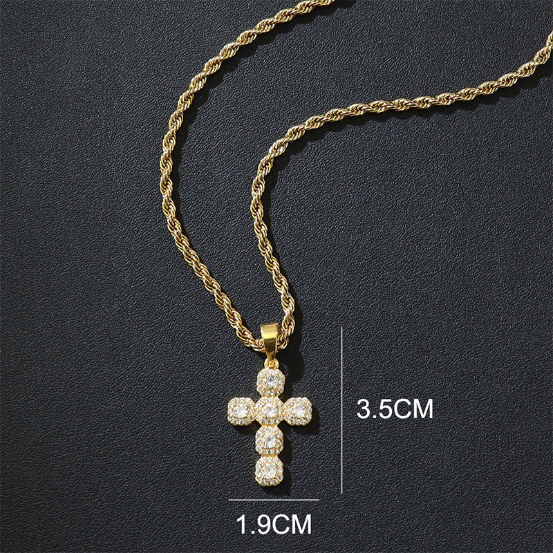 ⏳Limited-time offer⏰ Copper Christian cross pendant inlaid with cubic zirconia📿✝️💎