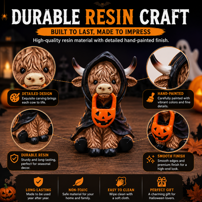 🔥 55% OFF TODAY 🎃 Halloween Highland Cow Resin Figurines