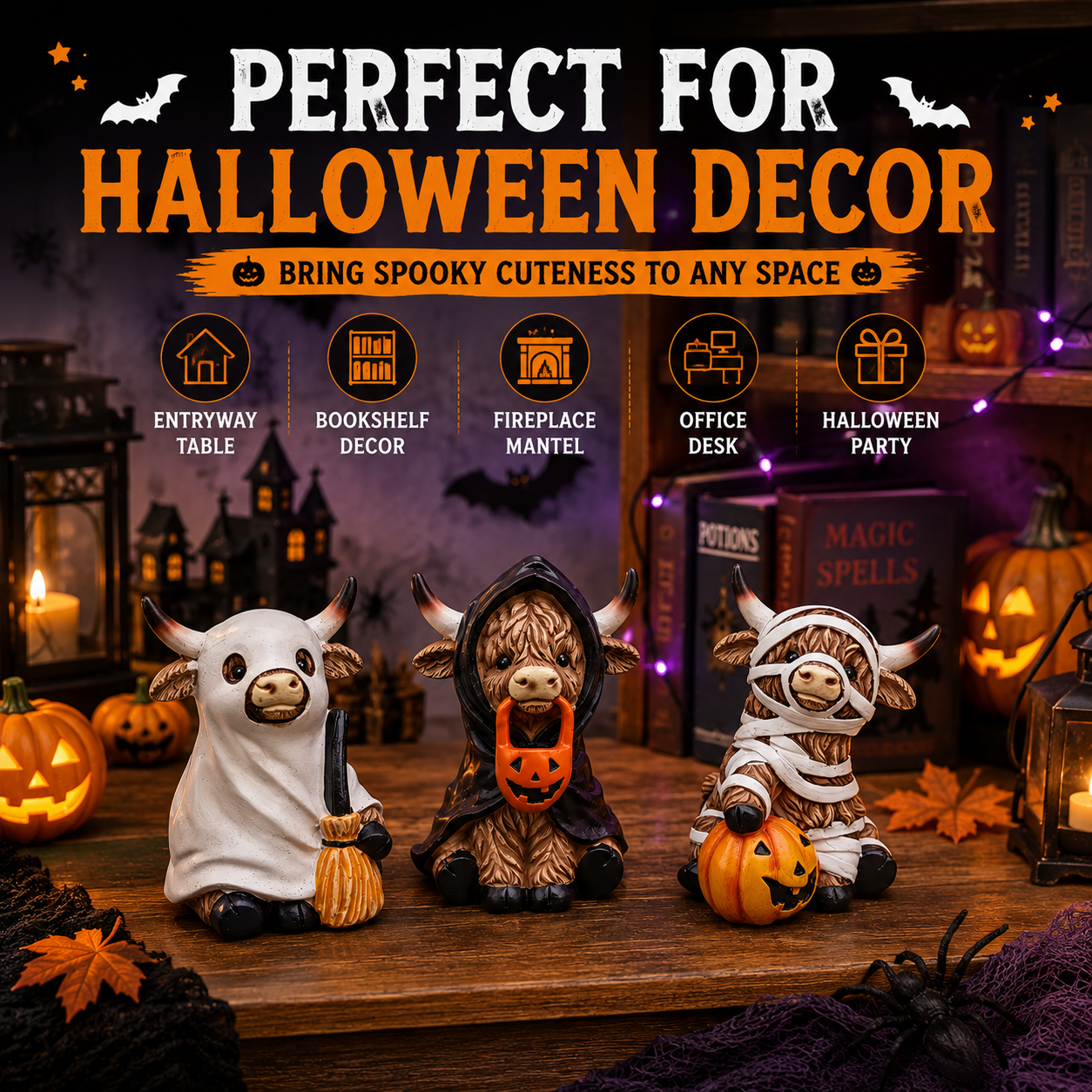 🔥 55% OFF TODAY 🎃 Halloween Highland Cow Resin Figurines