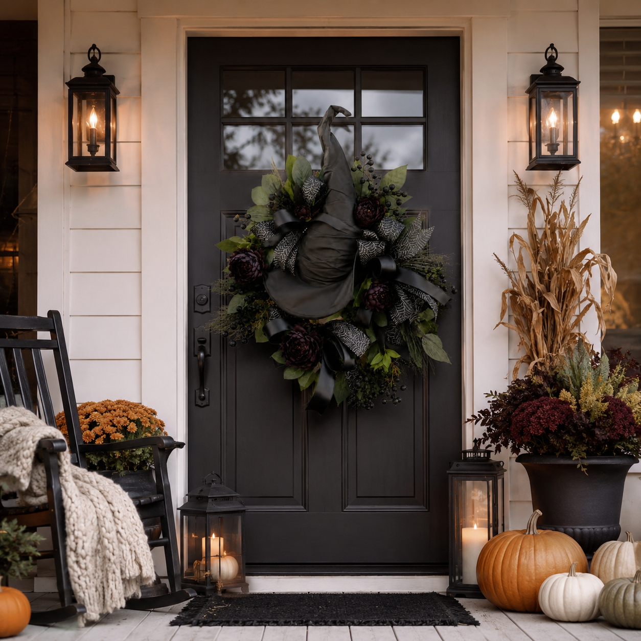 🧙High-end Gothic Black Rose Witch Hat Wreath – An Unforgettable and Elegant Decoration