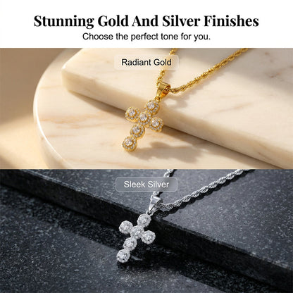 ⏳Limited-time offer⏰ Copper Christian cross pendant inlaid with cubic zirconia📿✝️💎