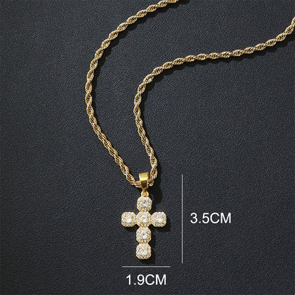 ⏳Limited-time offer⏰ Copper Christian cross pendant inlaid with cubic zirconia📿✝️💎