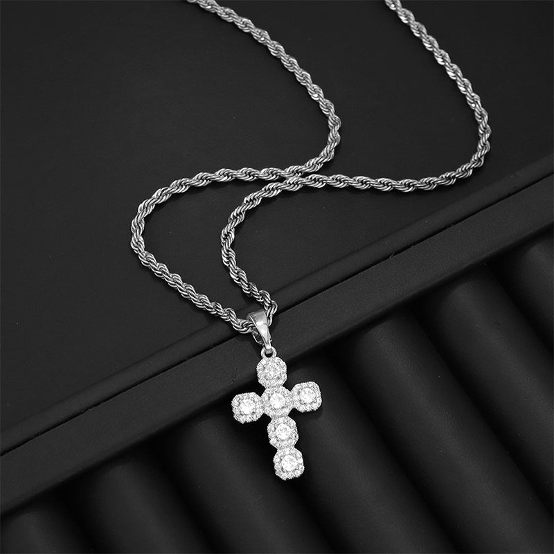 ⏳Limited-time offer⏰ Copper Christian cross pendant inlaid with cubic zirconia📿✝️💎