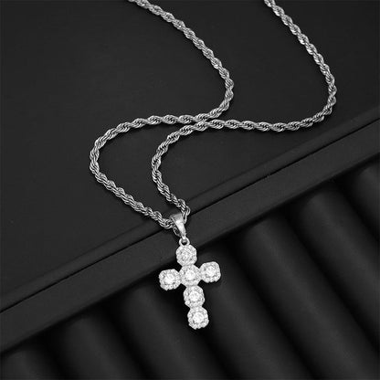 ⏳Limited-time offer⏰ Copper Christian cross pendant inlaid with cubic zirconia📿✝️💎